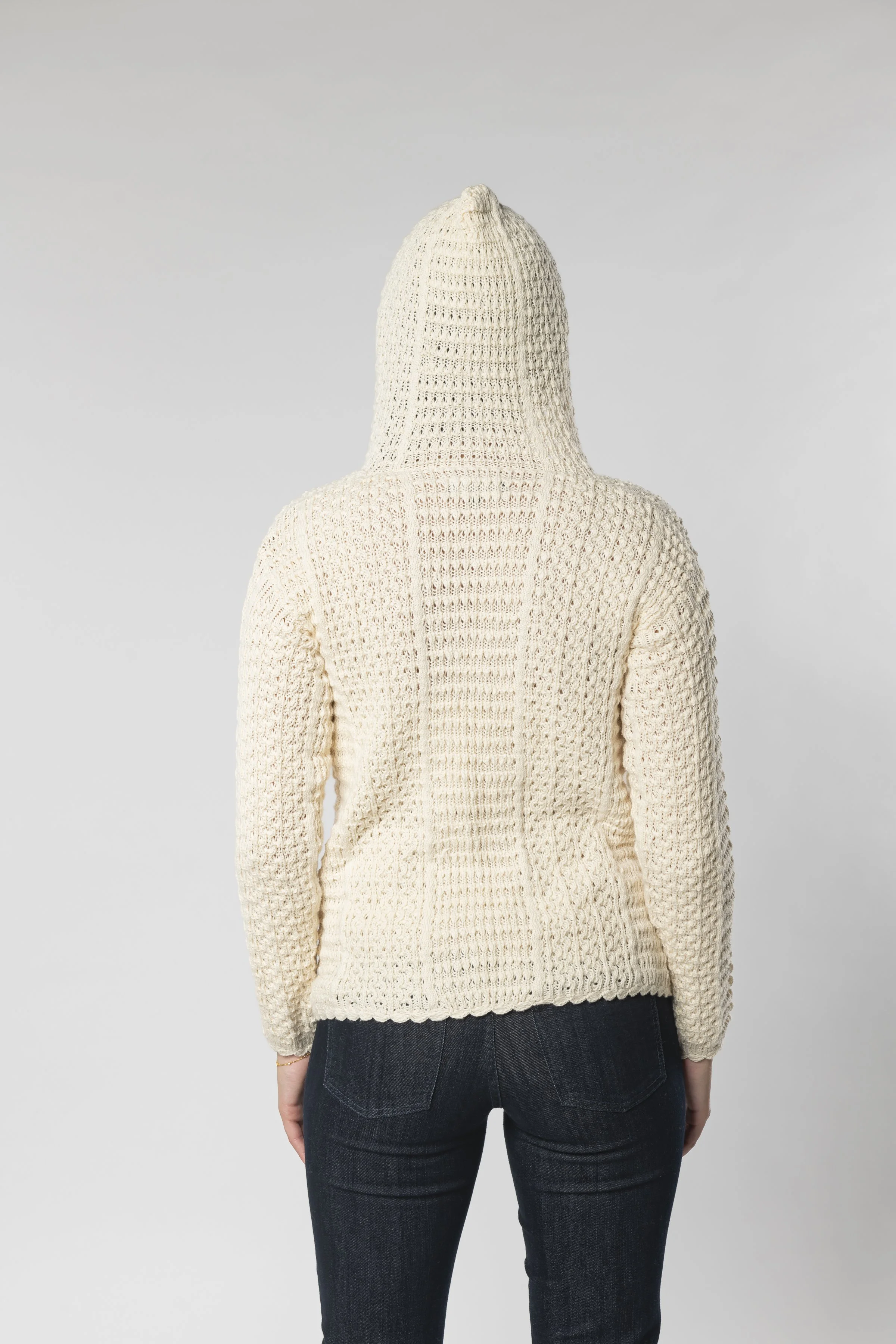 ENFOLD◉OPEN CUFF PULLOVER Cotton Hoodie Open Knit Sweater | Krisana Vigus Skincare